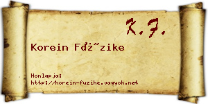 Korein Füzike névjegykártya